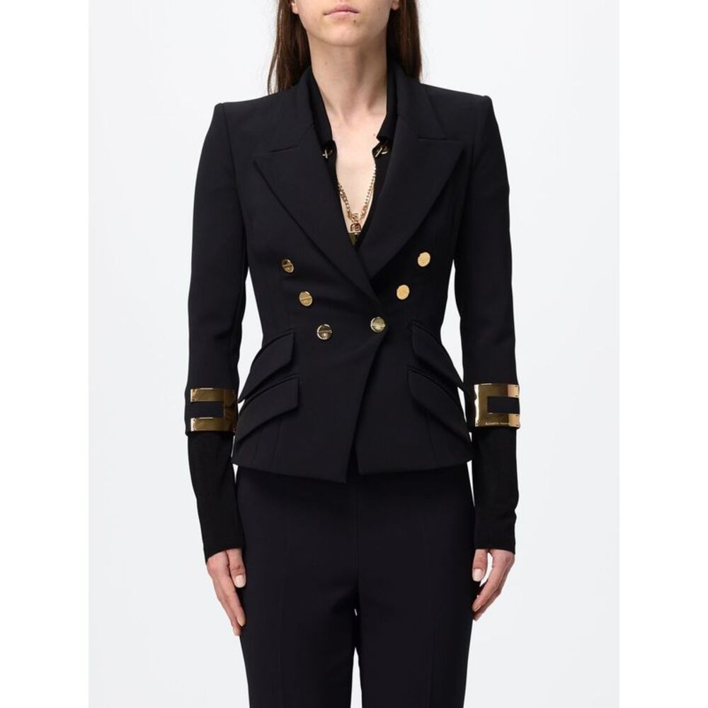 Slim Fit Double-Breasted Blazer Elisabetta Franchi With Padded Shoulders